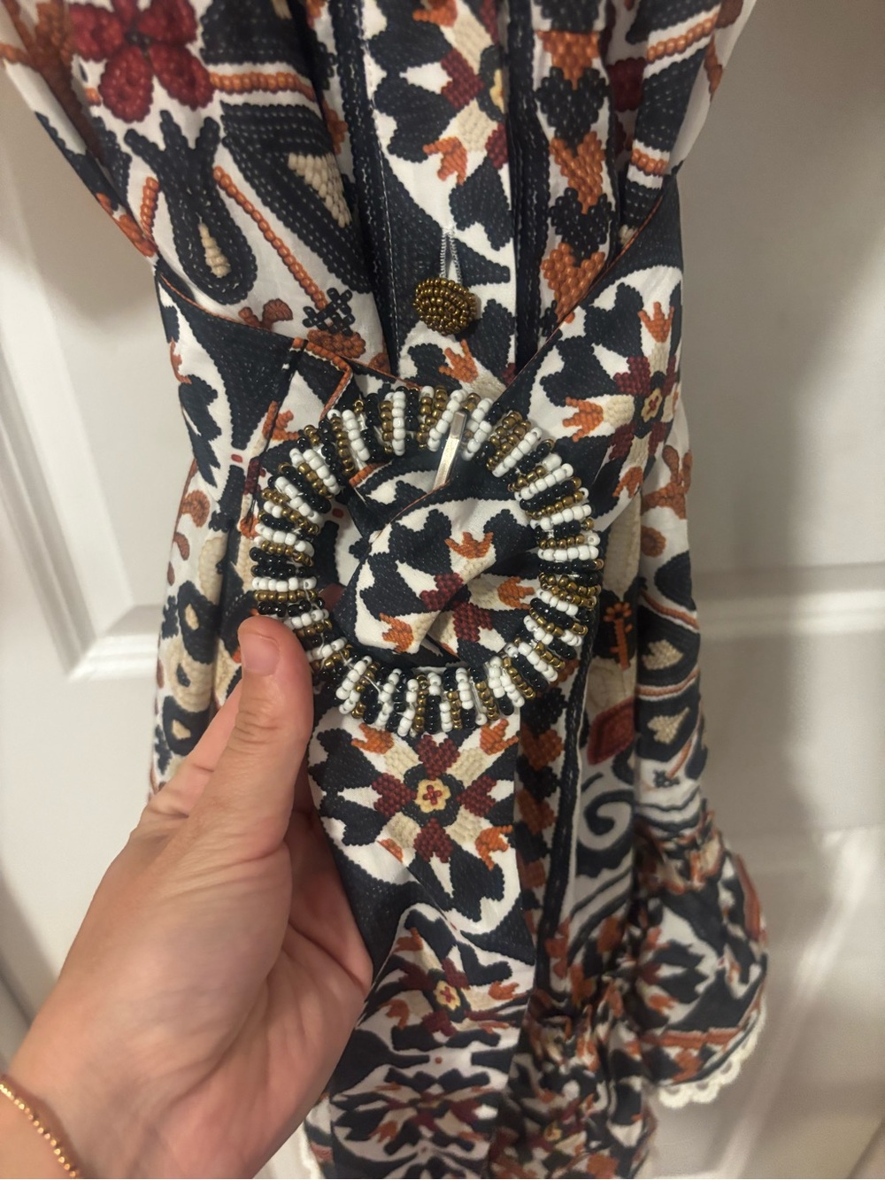FARM Rio White Mini Dress with Black & Tan Floral Embroidery - Picture 3 of 5